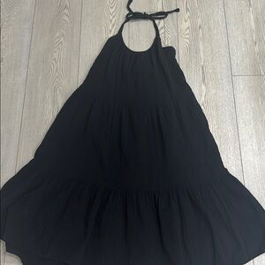 Xirena black gauze halter dress
